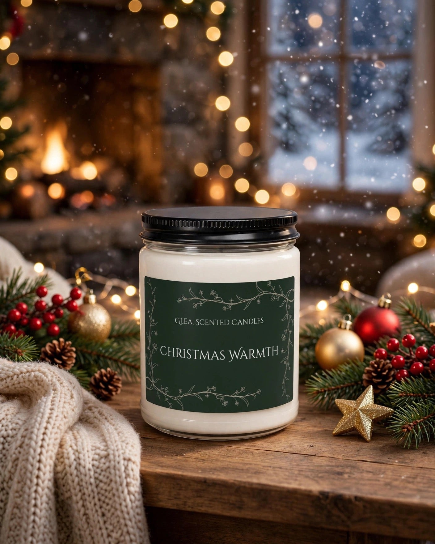 Christmas Warmth Scented Soy Candle — 9oz Holiday Aromatherapy
