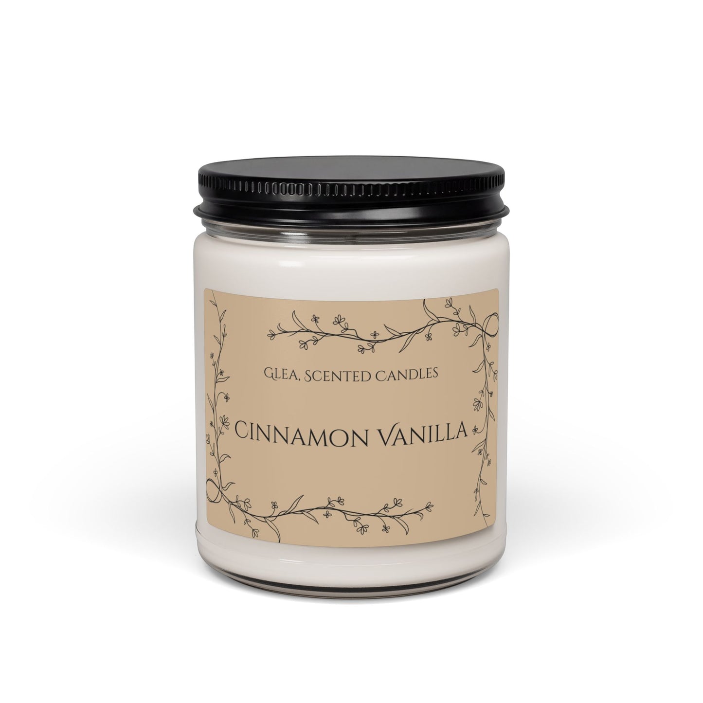 Cinnamon Vanilla Soy Candle — 9oz Scented Jar, Cozy Warm & Spiced Home Fragrance