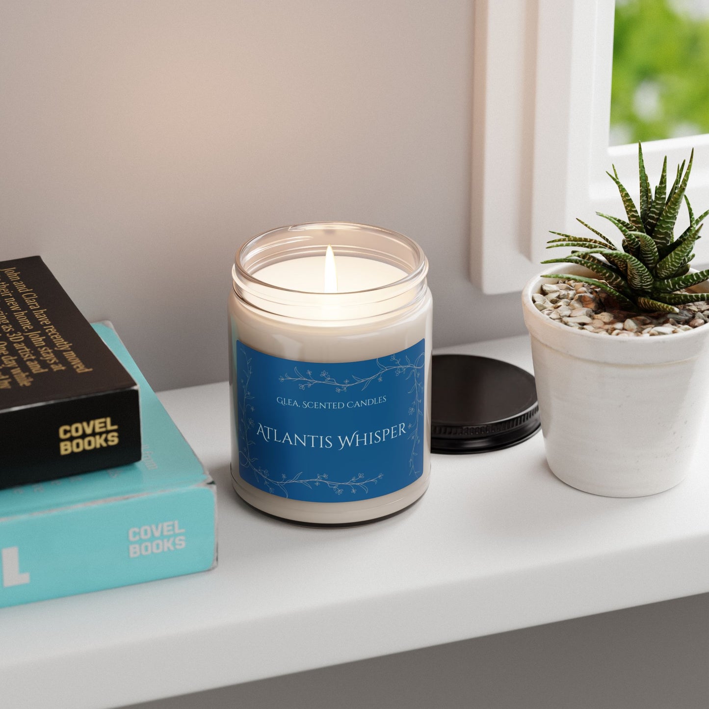Atlantis Whisper Scented Soy Candle — 9oz Ocean Breeze Candle for Relaxation & Aromatherapy