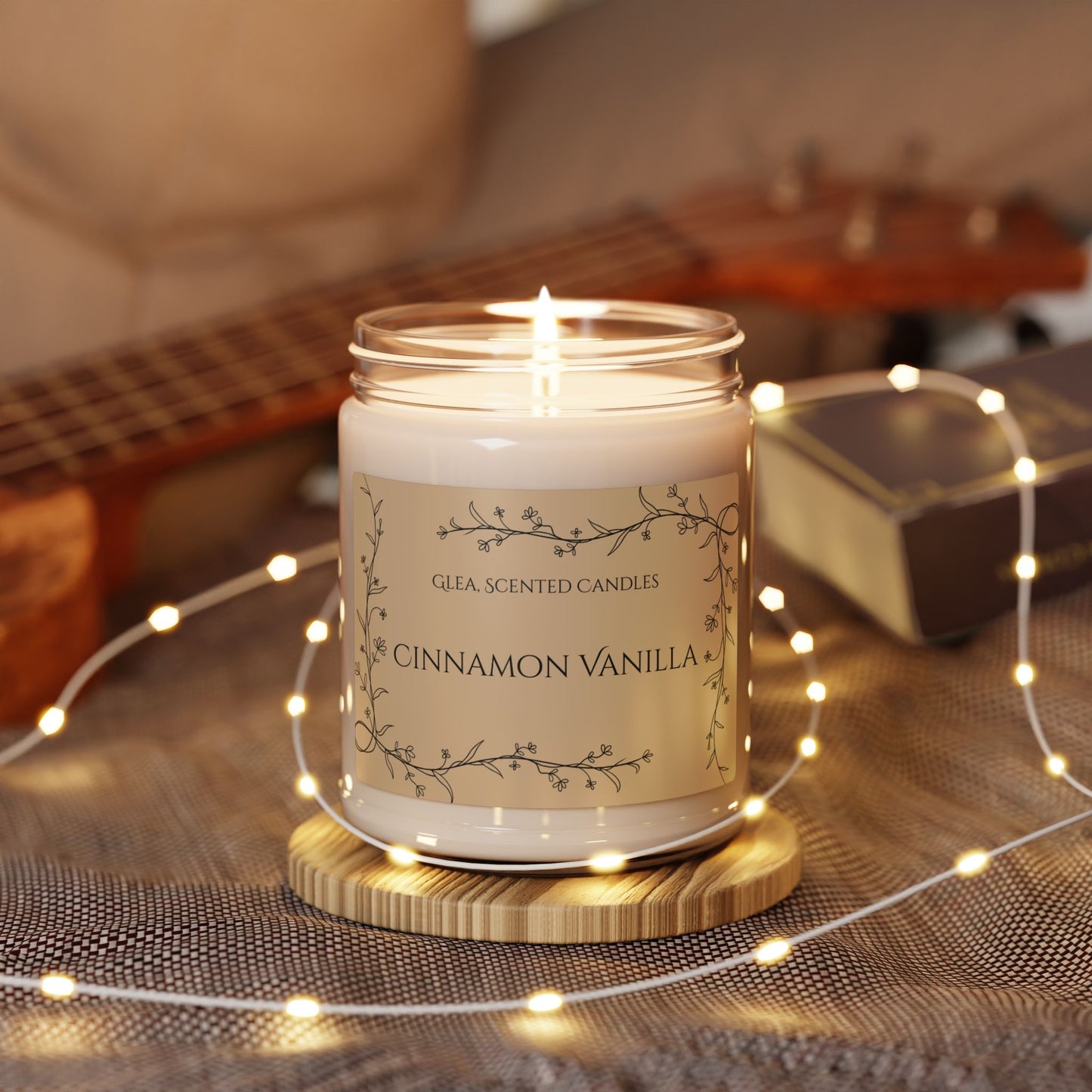Cinnamon Vanilla Soy Candle — 9oz Scented Jar, Cozy Warm & Spiced Home Fragrance