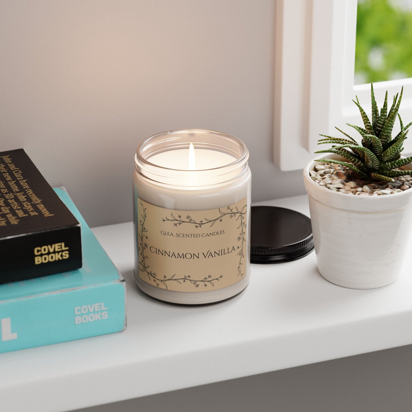 Cinnamon Vanilla Soy Candle — 9oz Scented Jar, Cozy Warm & Spiced Home Fragrance