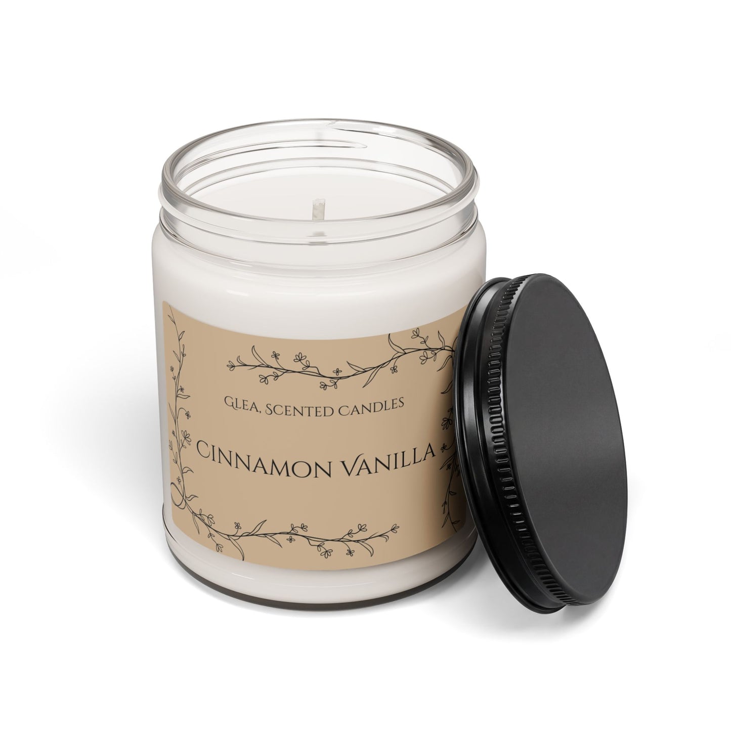 Cinnamon Vanilla Soy Candle — 9oz Scented Jar, Cozy Warm & Spiced Home Fragrance