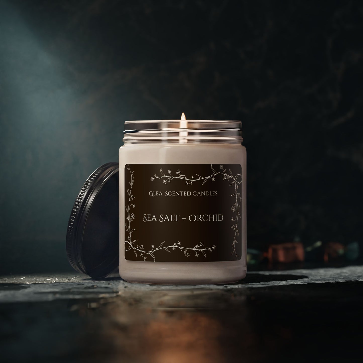 Sea Salt + Orchid Soy Candle — 9oz Scented Jar Candle