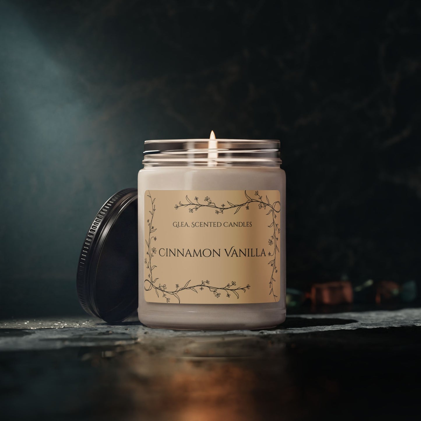 Cinnamon Vanilla Soy Candle — 9oz Scented Jar, Cozy Warm & Spiced Home Fragrance